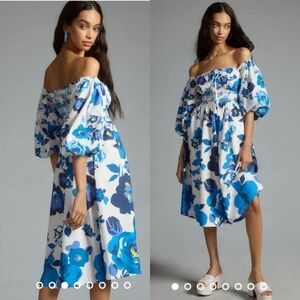 Anthropologie Tracy Reese Off shoulder puff sleeve midi dress